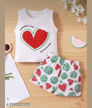ODIMENT Pack of 1 Girls Cotton Blend T-shirt & Shorts ( Multicolor )
