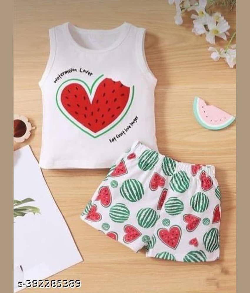 ODIMENT Pack of 1 Girls Cotton Blend T-shirt & Shorts ( Multicolor )