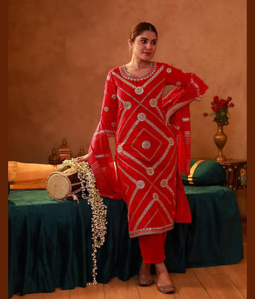 Juniper Women Viscose Embroidered Straight Kurti With Pants ( Magenta )