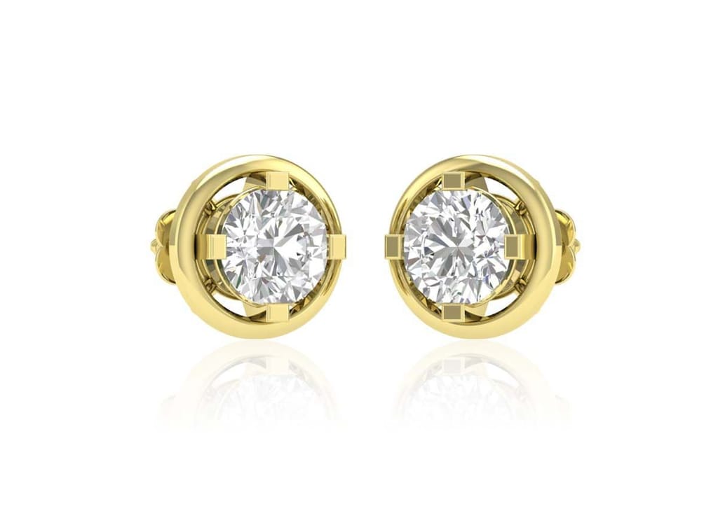 Gold Aureole Round Ear Studs