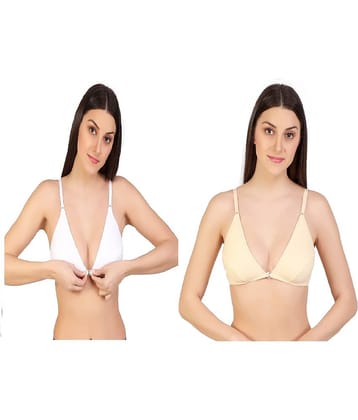 Desiprime Pack of 2 Lace Non Padded Women's Plunge Bra ( Beige )