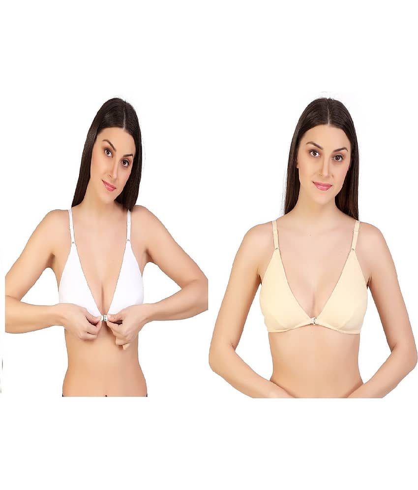 Desiprime Pack of 2 Lace Non Padded Women's Plunge Bra ( Beige )