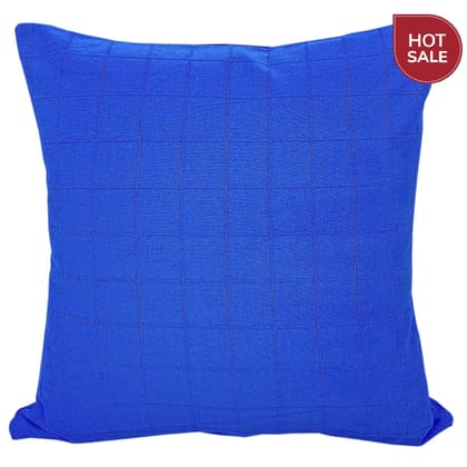 18" Blue Checkered Cotton Cushion Cover-18 x 18 inches / 1 Piece