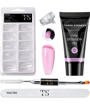 THR3E STROKES Poly Gel Nail Extension Set Nails Art Combo Polygel Nail Extension Kit (C. Pink) 30 g