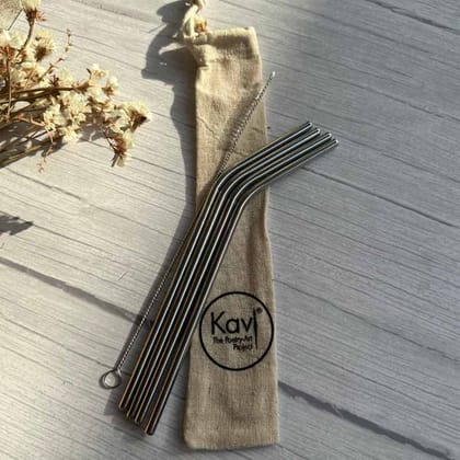 Kavi Reusable Stainless Steel Metal Straws-Bend