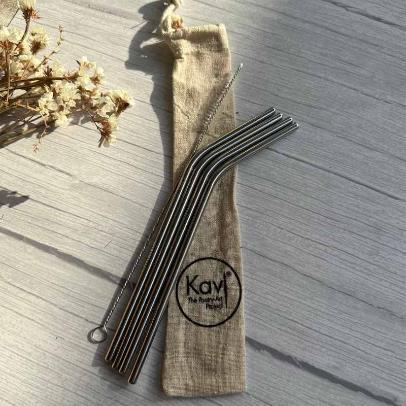 Kavi Reusable Stainless Steel Metal Straws-Bend