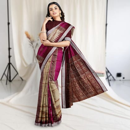 Dual Coloured Bomkai Silk Saree