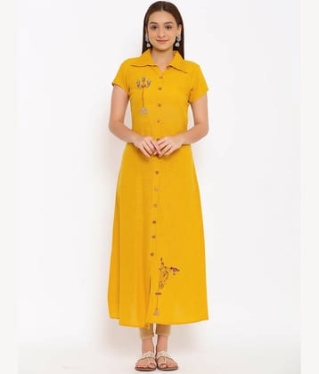 FabbibaPrints - Yellow Cotton Women's Flared Kurti ( )