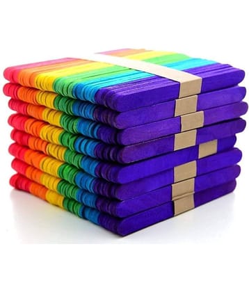 ECLET Natural Wooden Ice Cream Sticks/Popsicle Sticks Ideal for Arts & Crafts Color (200 Piece)