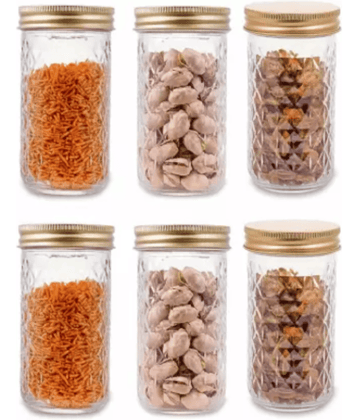 CROCO JAR - Gold Glass Food Container ( Pack of 6 )