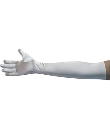Tahiro White Cotton Full Arm Sleeves Gloves - Pack Of 1