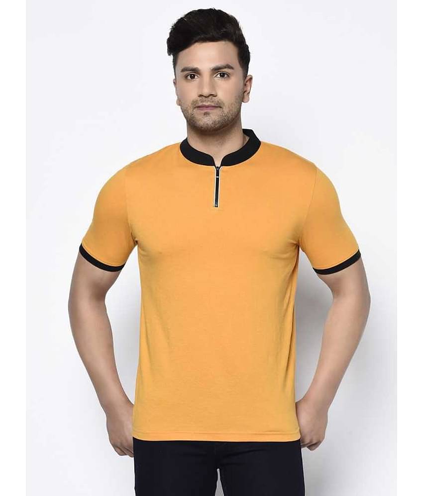 Glito Pack of 1 Cotton Blend Regular Fit Men's T-Shirt ( Mustard )