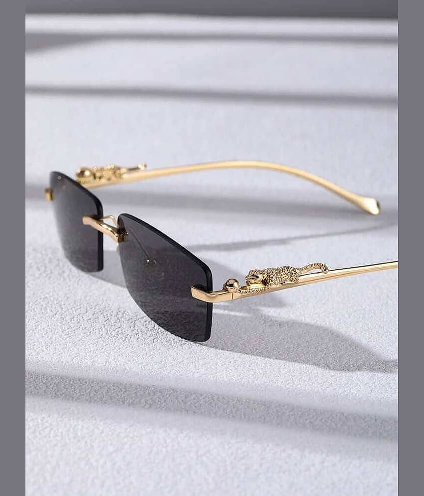 mahek accessories Gold Rectangular Sunglasses ( Pack of 1 )