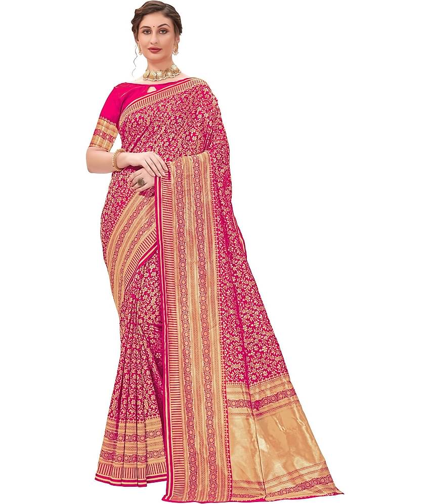 Sariya Jacquard Woven Saree With Unstitched Blouse Piece ( Purple )