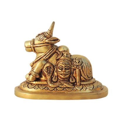 Brass Showpiece Nandi God Idol Statue - Sacred Temple Decoration, Height : 4 Inch (BSMAS1605 D)