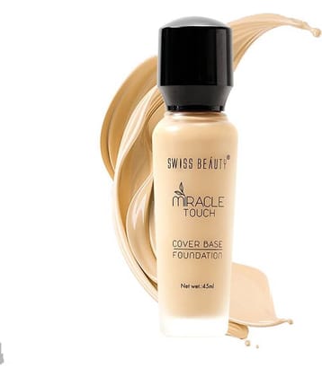 Swiss Beauty Miracle Touch Cover Base Liquid Foundation (Medium Beige), 45ml