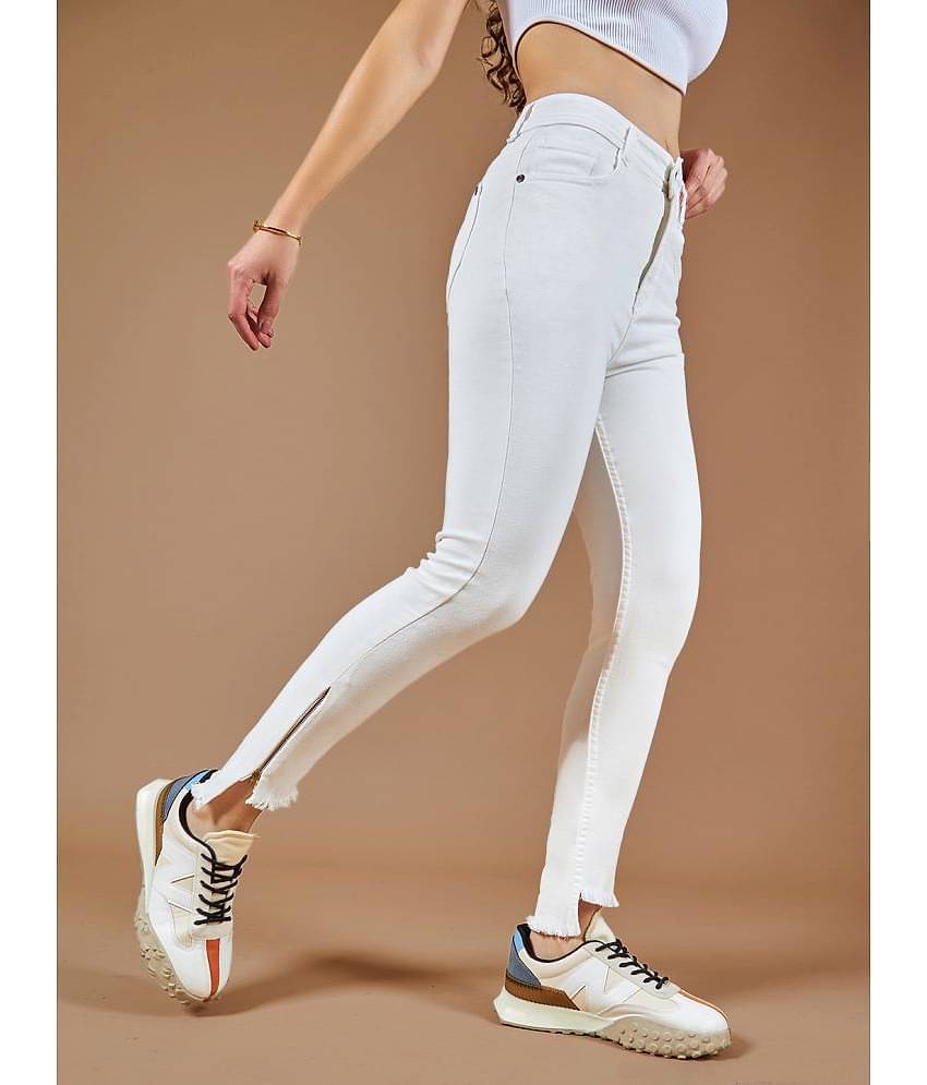 Dolce Crudo - White Denim Skinny Fit Women's Jeans ( Pack of 1 )
