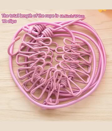 Purple Dust Portable Multi Functional Drying Rope with 12 Clips and 2 Hooks