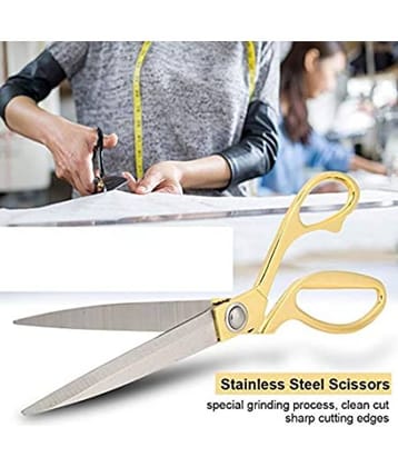Professional Golden Steel Tailoring Scissors For Cutting Heavy Clothes Fabrics 9.5"