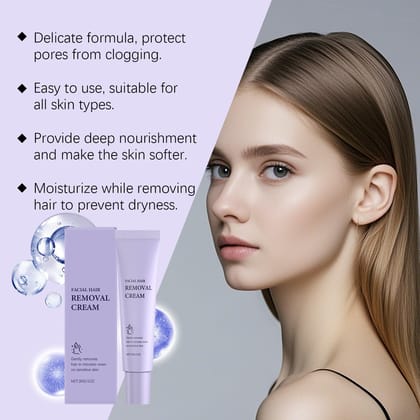 ELHAE Facial Hair Removal Cream for Women � Pack of 2 (30g Each) | Gentle on Sensitive Skin | Pain-Free Instant Hair Removal | No Irritation, No Razor Cuts | Smooth & Clean Skin in Minutes