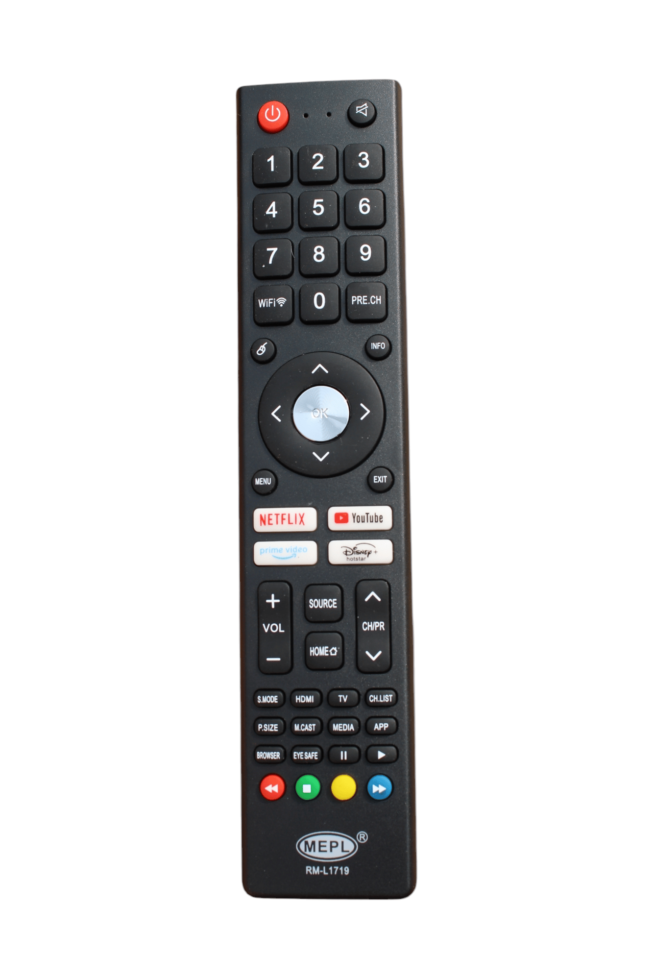 V3Deals Compatible BPL/China/Chinese Assembled Smart Led/LCD TV Remote Control with Netflix, Prime Video & Hotstar Hotkeys - Please Match The Image with Your Old Remote (BPL L1719)