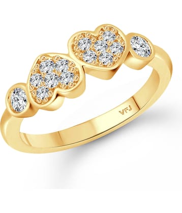 Vighnaharta Couple Heart (CZ) Gold Plated  Ring for Women and Girls
