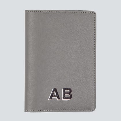 PERSONALISED PASSPORT COVER - PRINTED-Steel Grey