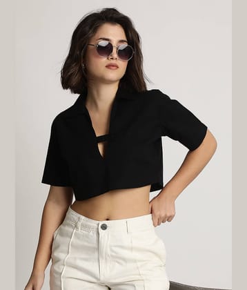 IVOC Women's Cotton Crop Top ( Black )