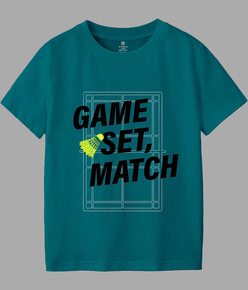 CODEZ Pack of 1 Boys Cotton Blend T-Shirt ( Teal )