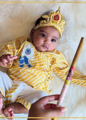 Boys Angrakha Kurta & Dhoti Set | Janamashtami | 0-12Y-3-4Y (dori)