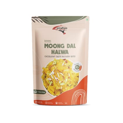 INSTAFOOD Moong Daal Halwa | Ready to Cook Indian Sweet | Ready to Eat Sweet | 3-4 Servings | Zip Lock Packaging | After Cooking Gets 450 gm to Serve | Just Add Milk and Cook, 150 gm