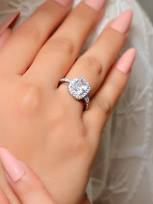 Elegant Pavé Diamond Solitaire Ring | 925 Silver-925 Silver