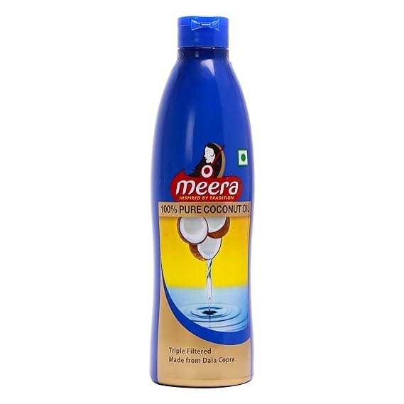 Meera 100% Pure Coconut Oil, Tripal Filtered Dala Copra with Fresh & Natural Aroma for Extra Shine and Smoothness,For Men and Women 250 ml
