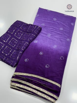 New Festive Wear Purple Pedding Color Chanderi Cotton Sequence Work Fancy Designer Saree