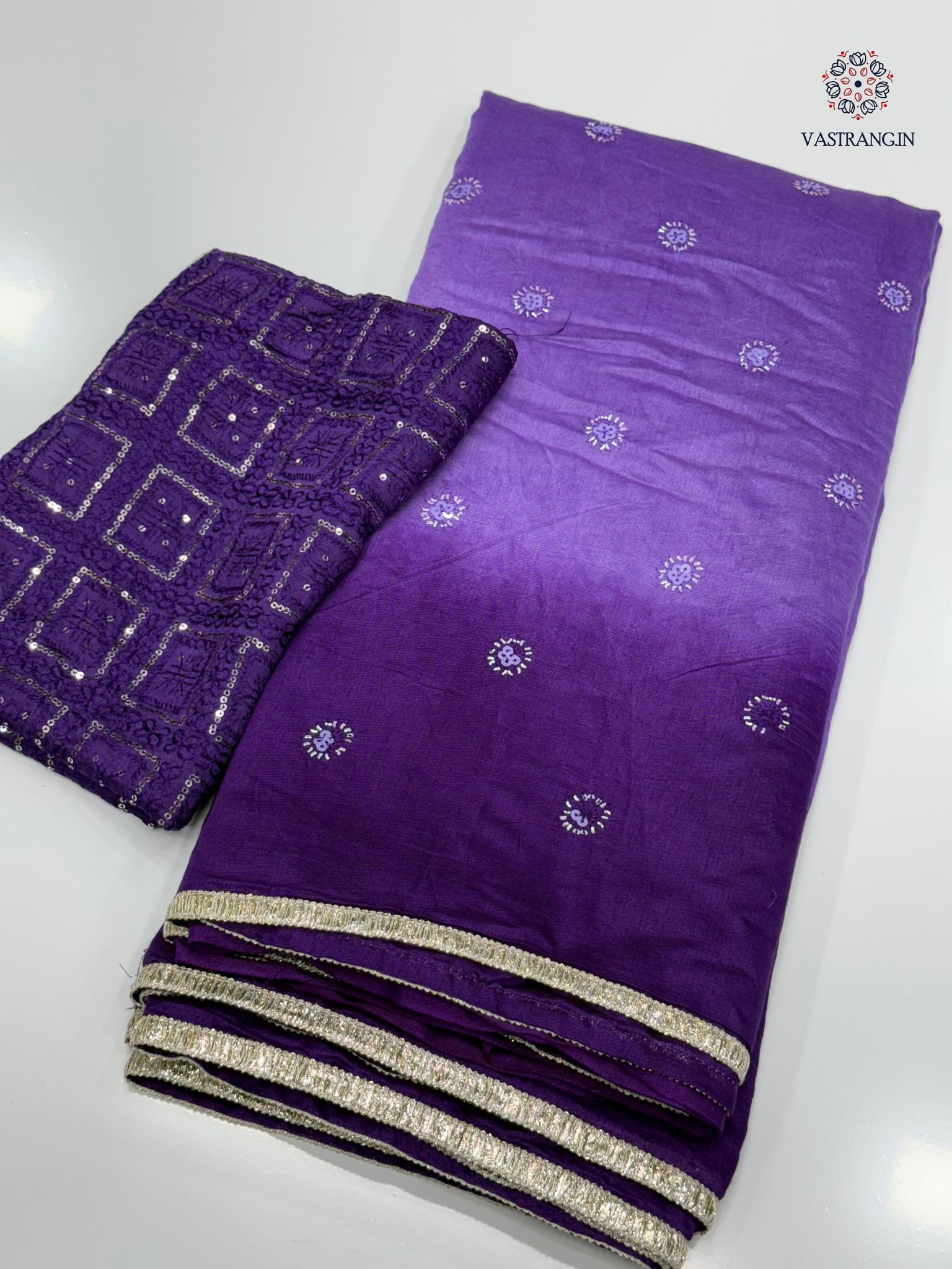 New Festive Wear Purple Pedding Color Chanderi Cotton Sequence Work Fancy Designer Saree