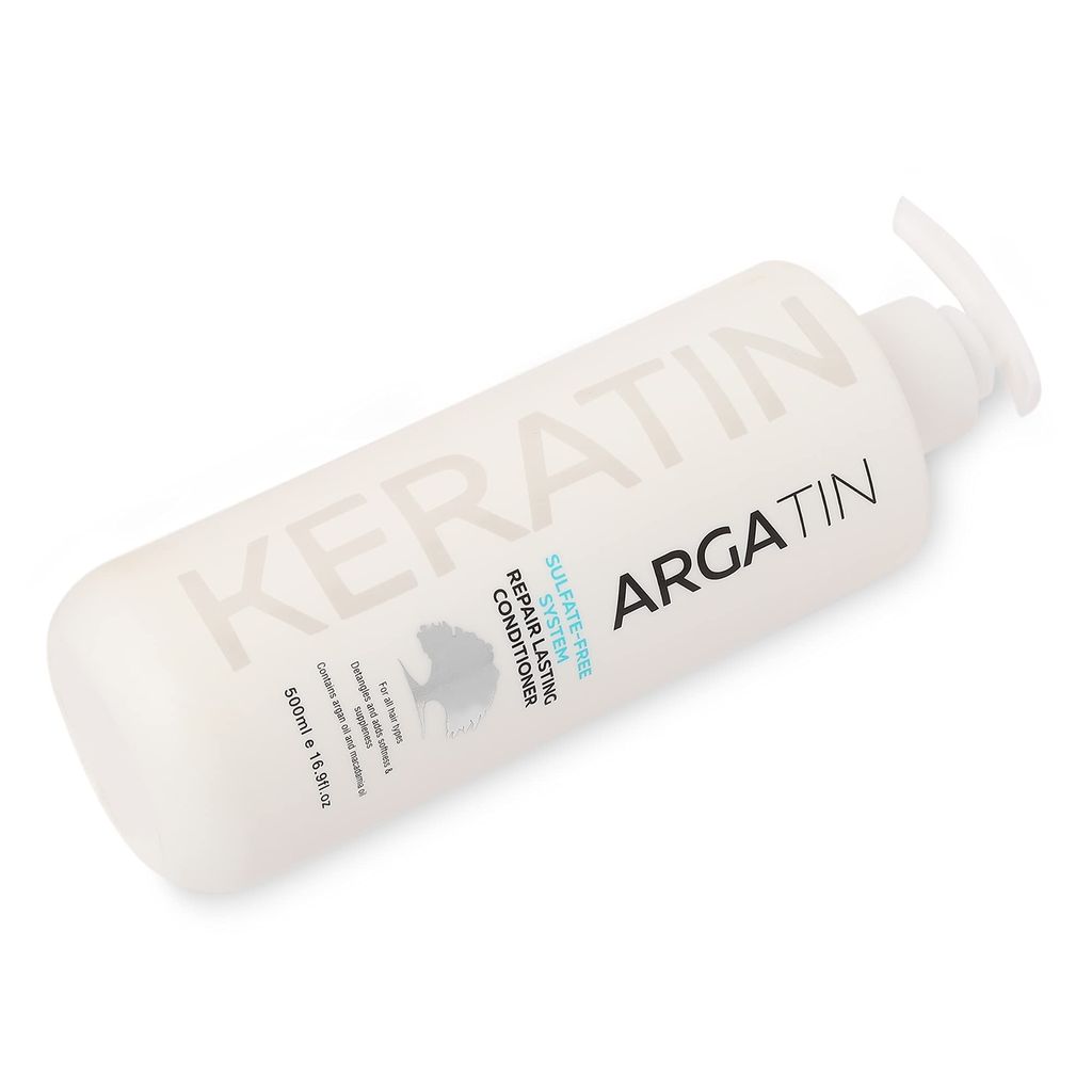 Argatin Keratin Repair Lasting Sulphate Free Conditioner | Enriched With Argan Oil & Aloe Vera Extract And Macadamia Seed Oil | Smooth, Shiny & Frizz Free Hair | Unisex 500 Ml