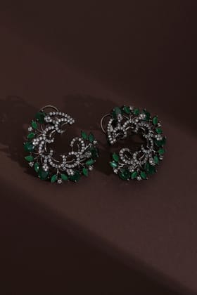 Fukumi Emerald Zirconia Hoop Earrings-Zirconia