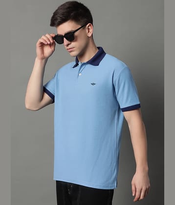 GET GOLF Pack of 1 Cotton Blend Regular Fit Solid Half Sleeves Men's Polo T Shirt ( Sky Blue )