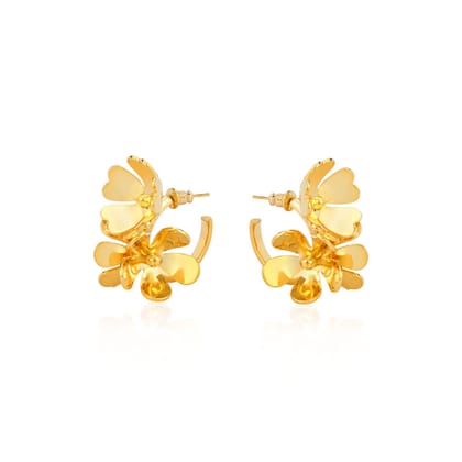Big Peony 18K Gold Plated Hoop Earrings