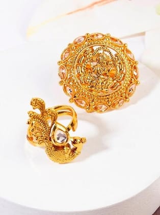 Women Gold-Plated Set Of 2 Ethnic Ring