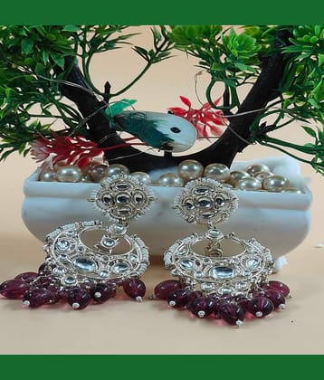 Jiyanshi fashion Purple Chandbalis Earrings ( Pack of 1 )