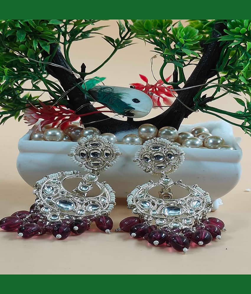 Jiyanshi fashion Purple Chandbalis Earrings ( Pack of 1 )