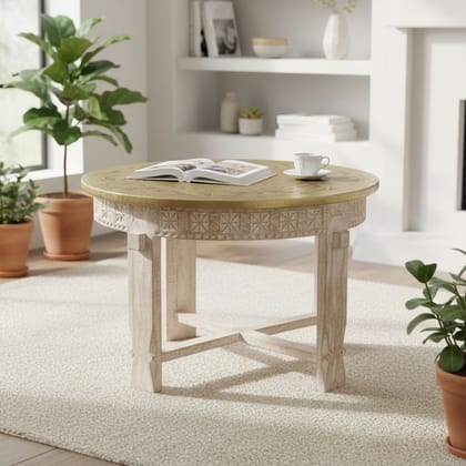 Wooden Carved Antique Look Side Coffee Table Furniture