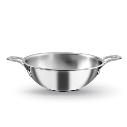 Kichera Triply Stainless Steel Kadai Without Lid | Non Toxic Cookware | Best Cookware for Health | Induction & Gas Compatible-18CM