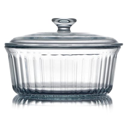 Glass Casserole Dish with Lid 2.4 Littre Serving Bowl for Cooking, Baking, Serving, Mixing and Storing, Microwave & Oven Safe Ideal for Kitchen, Dining (Set 1)