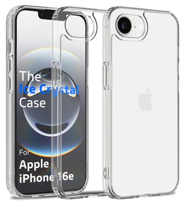 Ice Crystal Series Hybrid Transparent PC Military Grade TPU Back Cover for Apple iPhone 16e, 6.1 inch, Crystal Clear
