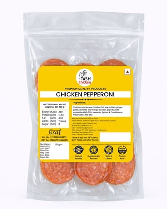 TASH Gourmet Chicken Pepperoni – Premium Smoked & Spiced Chicken Salami Slices – 250g Pack | High Protein, Keto-Friendly & Gluten-Free | Ideal for Pizza Toppings, Sandwiches, & Charcuterie Boards