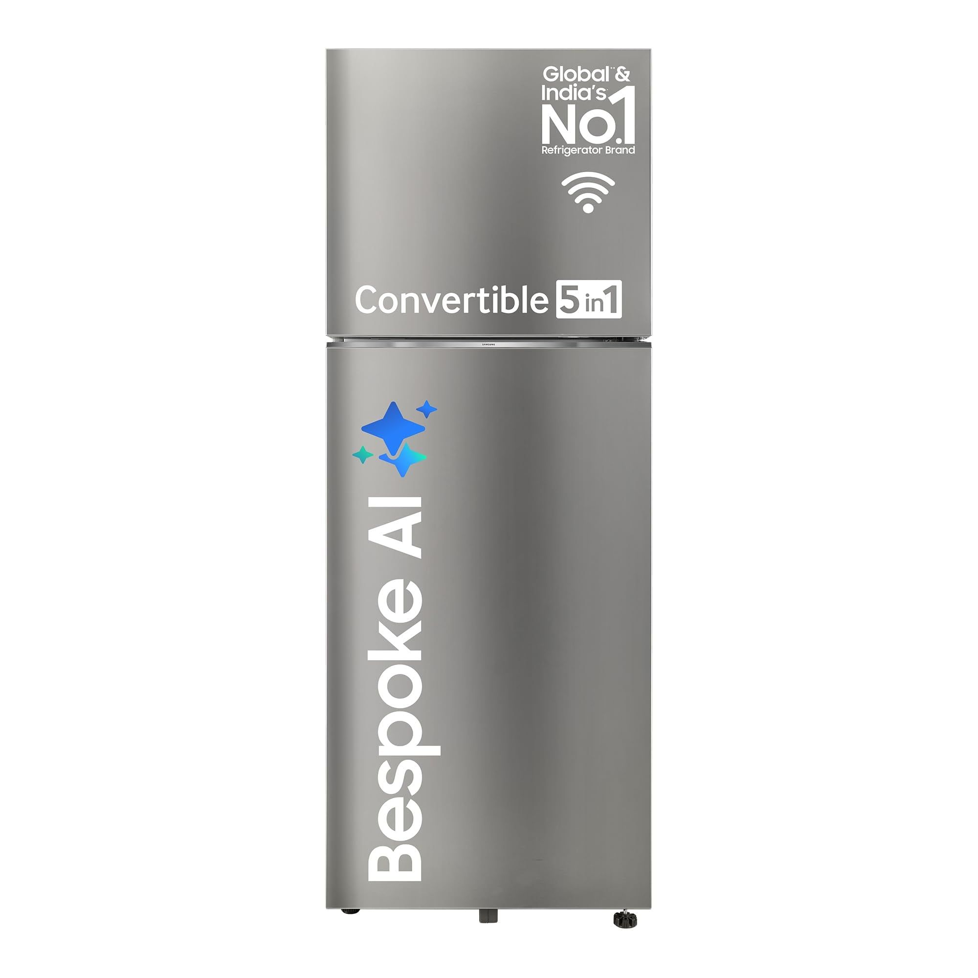 Samsung 419 L, 3 Star, Convertible 5-in-1, Digital Inverter, Frost Free Double Door, WiFi Enabled Bespoke AI Refrigerator (RT45DG6A4DSLHL, Ez Clean Steel/Real Steel) Samsung 419 L, 3 Star, Convertible 5-in-1, Digital Inverter, Frost Free Double Door, WiF
