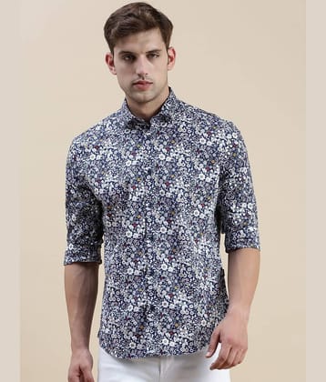 Showoff Cotton Blend Regular Fit Printed Full Sleeves Men's Casual Shirt - Navy Blue ( Pack of 1 )