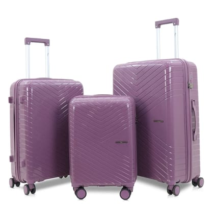 SKYCARRY Specta | Trolley Bag Set of 3 | Durable Hard Shell | TSA Type Lock | Spinner Luggage | 360 Disc Spinner Wheels | Travel Suitcase (3, Lavender Violet, S,M,L)